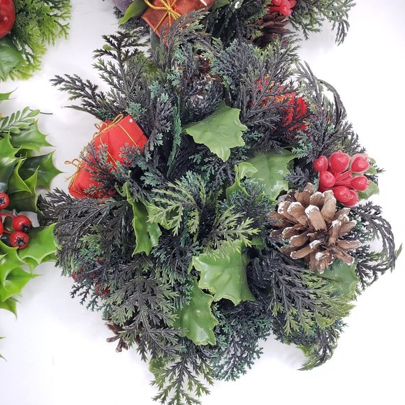 Vintage Artificial Plastic Floral Candle Rings Christmas Holiday Set 5 - Picture 4 of 12